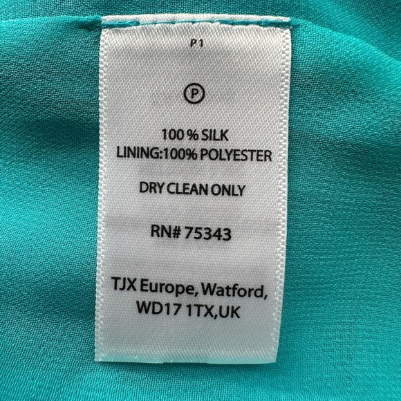 Cynthia Rowley 100% Silk Teal Dress Cap Sleeve Sheath Exposed Back Zipper Size 6 - Picture 8 of 12